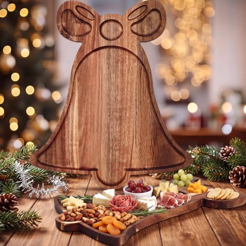Christmas Bell-Shaped Acacia Wood Serving Platter - Holiday Charcuterie Board
