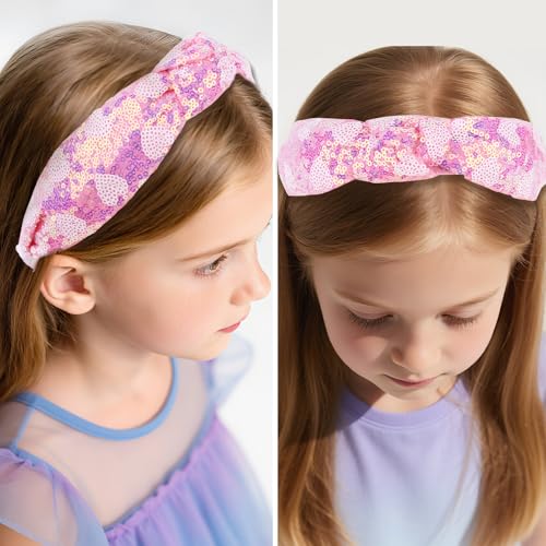 Moikolok Sequin Knotted Headbands 3-Pack Sparkly Hair Accessories