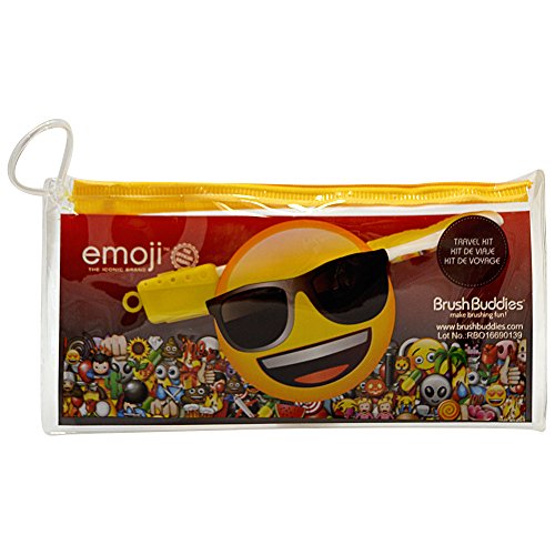 Brush Buddies Emoji Eco Travel Kit with Toothbrush and Pouch