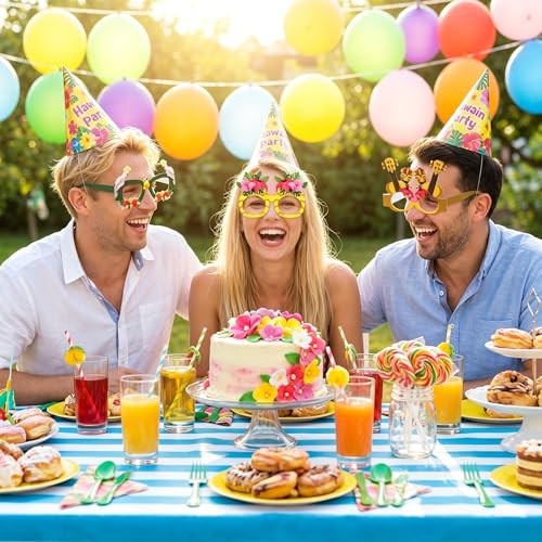 Grevosea 6-Pack Hawaiian Party Sunglasses - Tropical Beach Decor