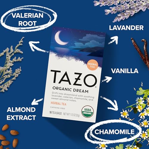 TAZO Organic DREAM Herbal Tea, Caffeine-Free Bedtime Blend, 96 Tea Bags