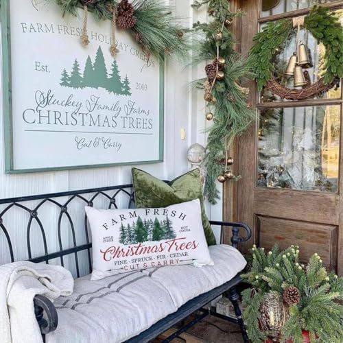 Farm Fresh Christmas Trees Pillow Cover 12x20 - Holiday Cushion Case
