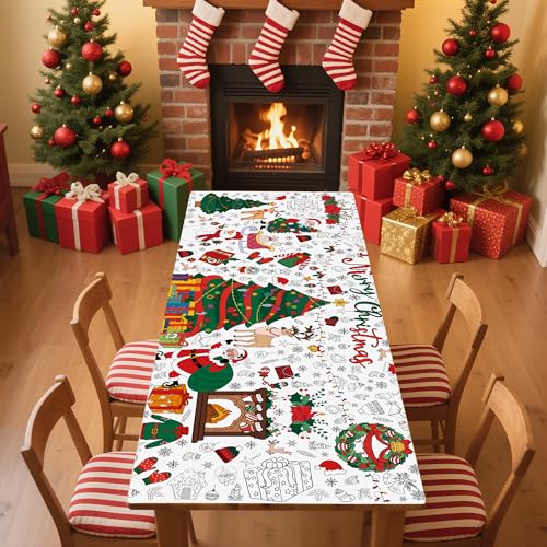 Giant Christmas Coloring Tablecloth - 30x72 Inch Holiday Craft