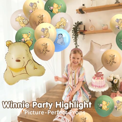 33Pcs Winnie The Pooh Baby Shower Balloon Set | 12-Inch Latex & Foil Balloons for Birthday & Gender Reveal Decorations
