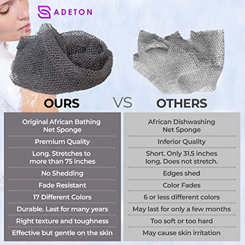 Adeton Authentic African Net Sponge Large Exfoliating Bath Cloth Gray