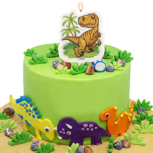 Dinosaur Birthday Candle - 7.5cm 2D T-Rex for Cake Decoration