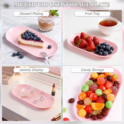2 Pack Pink Decorative Jewelry Tray - Oval Storage Dish
