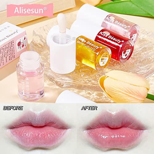 Alisesun 3 Pcs Fruity Plumping Lip Oil Moisturizing Hydrating Lip Gloss