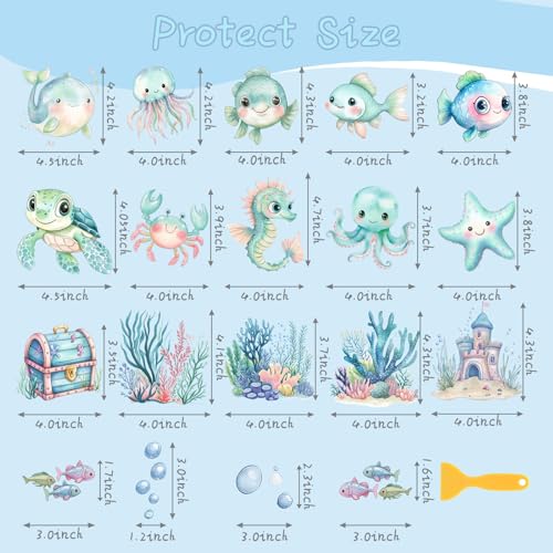 25 PCS Sea Creature Anti-Slip Stickers for Bathtub & Shower Safety