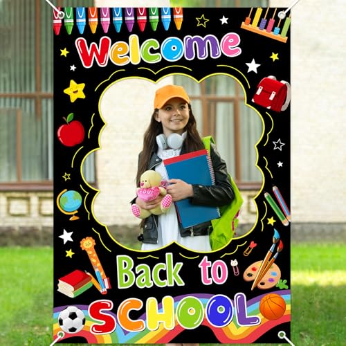 Welcome Back to School Backdrop Banner - 50x70.8 Inch Photo Booth Decoration