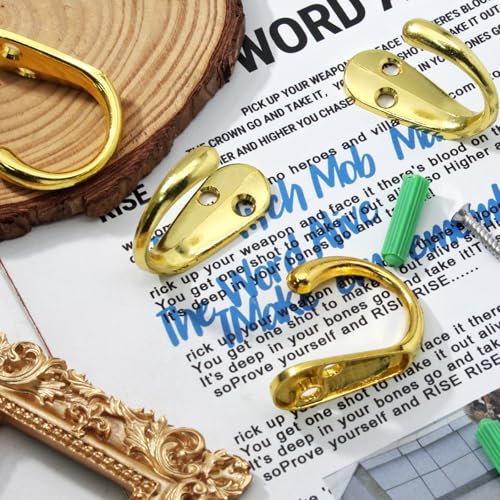 Bonsicoky Wall Mounted Coat Hooks - 10 Pcs Gold Zinc Alloy Hangers