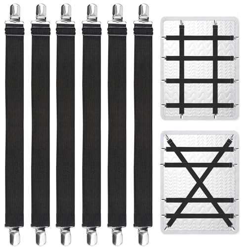 Ryetvok 6-Piece Heavy Duty Adjustable Bed Sheet Holder Clips & Straps