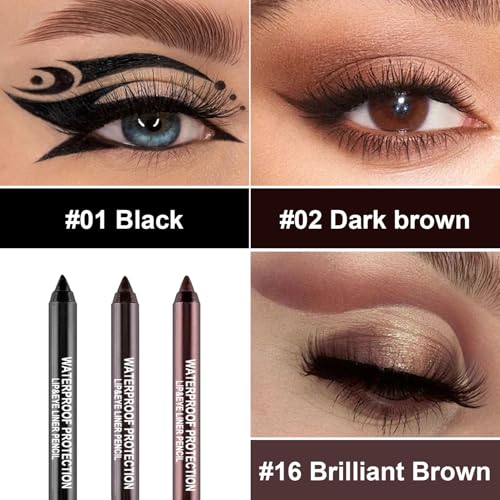 Meilury 3-Piece Colorful Eyeliner Pen Set Waterproof Metallic Glitter