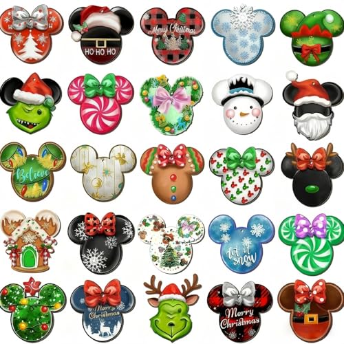 Wooden Mouse Christmas Decorations Set - 48 Ornaments for Holiday Tree & Home