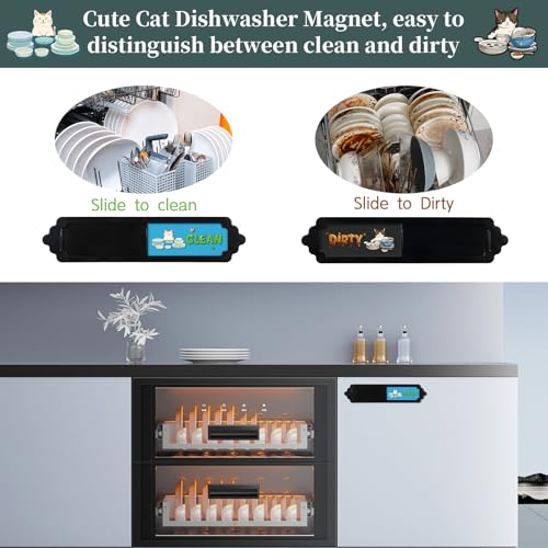 Cute Cat Dishwasher Magnet Sign - Clean Dirty Indicator