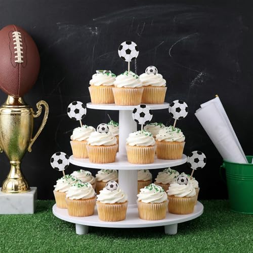 Nogeqi 48-Piece Soccer Cupcake Toppers for Sports Theme Birthday Party