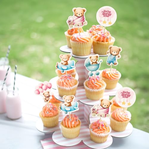 Ephlyn 36Pcs Baby Bear Cupcake Toppers for Baby Shower & Birthday