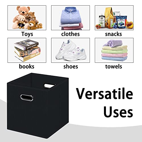 Black Foldable Storage Cubes with Dual Handles - 11x11x11