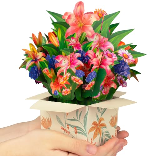 3D Pop Up Lily Flower Bouquet Card - Get Well Soon & Birthday