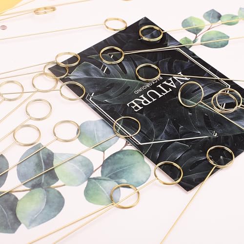 Round Shaped Picture Holders for Centerpieces - 40Pcs Durable Metal Sticks for Weddings & Events