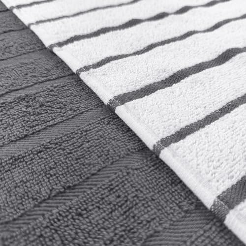 DecorRack 100% Cotton Kitchen Towels - 16x27 in, Gray Set of 4
