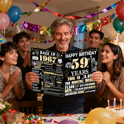 59th Jumbo Birthday Card - Giant 1967 Retro Signatures Gift for Men and Women