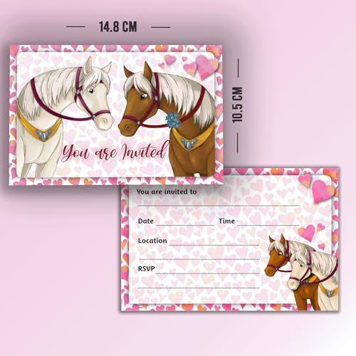 Colorful Horse Party Invitations - 10 Fill-in Cards for Kids