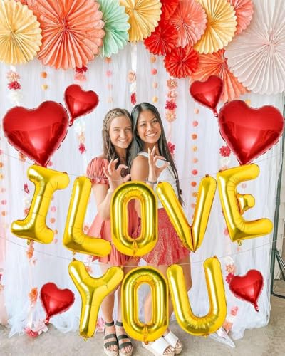 I LOVE YOU Balloons - Mother's Day Party Decorations (Gold)