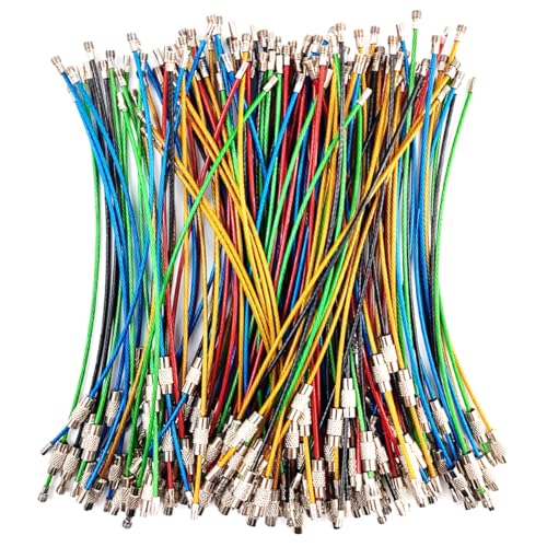 50PCS 5.9" Steel Wire Keychain, Colored Nylon Coated Stainless Steel Metal Wire Keychains, 1.5 mm Key Rings Loops for Hanging Luggage Tags, Keys and ID Tag Keepers