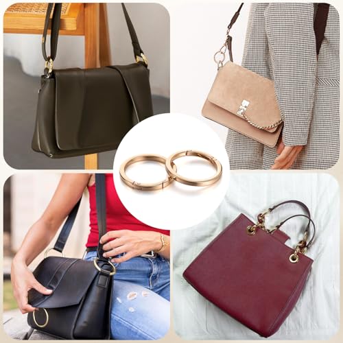 4Pcs Metal O Ring, 2 Inch Keychain Rings, Large Gold Key Rings, Carabiner Keysring Clip, Round Carabiner Clip, Flat Spring O-Ring for Purse Strap, Handbag, Key Chain Hooks Accessories