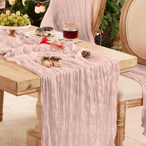 12 Pack Dusty Pink Cheesecloth Table Runner Boho Rustic Decor - 10ft