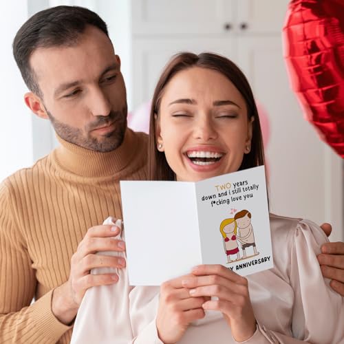 Funny 2nd Anniversary Card for Couples - Blank Inside