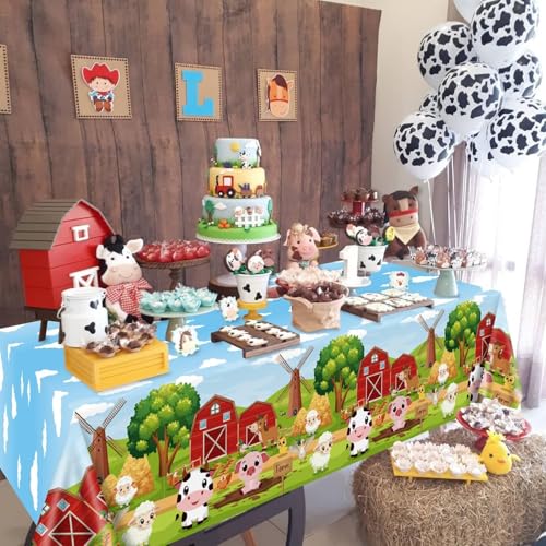 4 Pcs Farm Animal Tablecloths - 51 x 86 Inch Rectangular Party Table Covers