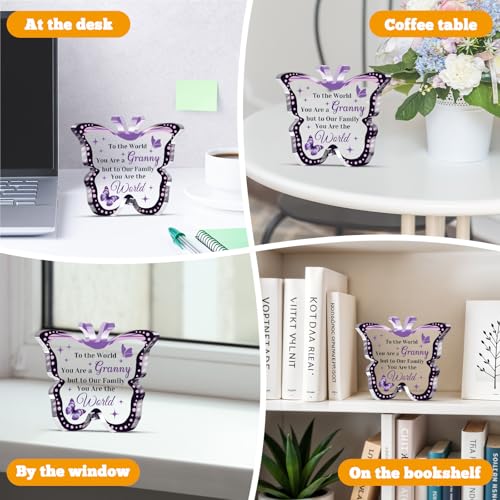 Vadaka Acrylic Granny Desk Sign Butterfly Home Decor Gift for Grandkids