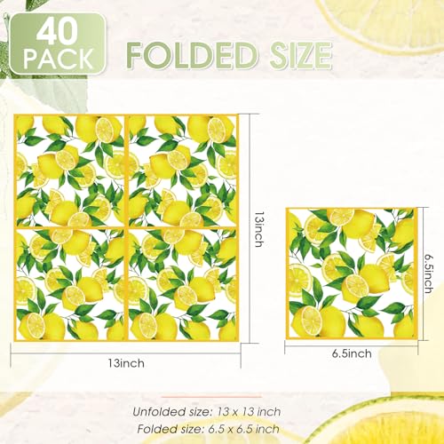 Lemon Napkins, 40pcs 2-Ply Decorative Citrus Paper Napkins for Party Decor