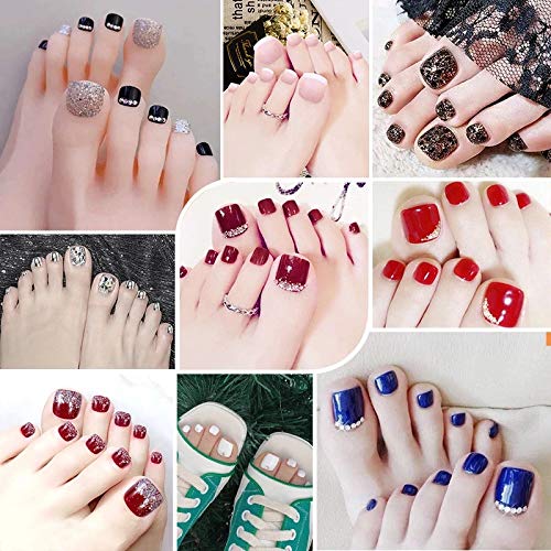 Yimart 100Pcs Clear Full Cover False Toenail Tips Set with Box