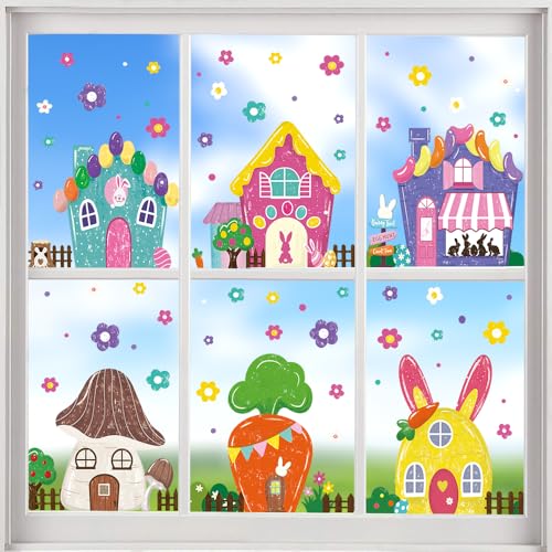 Easter Window Cling Decorations - 81 PCS Cute Bunny Stickers