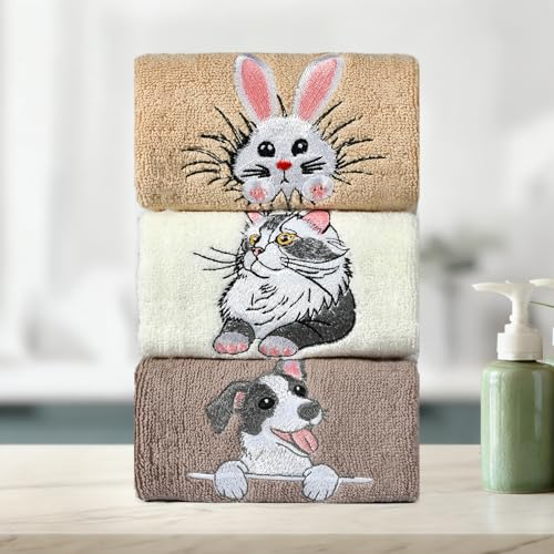 100% Cotton Hand Towels - Ultra Soft 3 Pack for Bathroom & Kitchen