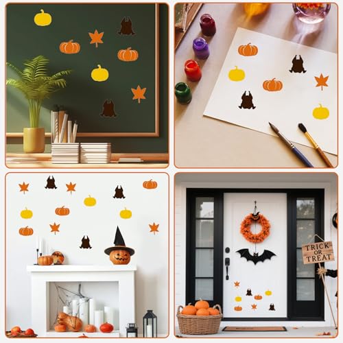 Fall Confetti Thanksgiving Table Decorations Maple Leaves and Pumpkins