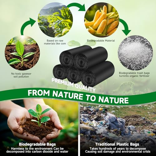 3 Gallon Biodegradable Black Trash Bags - 100 Count