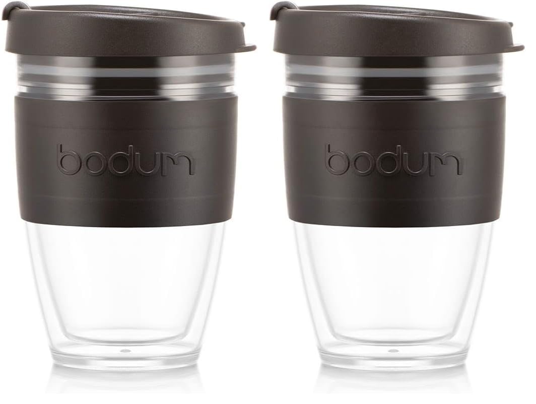 Bodum, 8 oz. Joy Cup Double Wall Travel Mug, Black (Pack of 2)