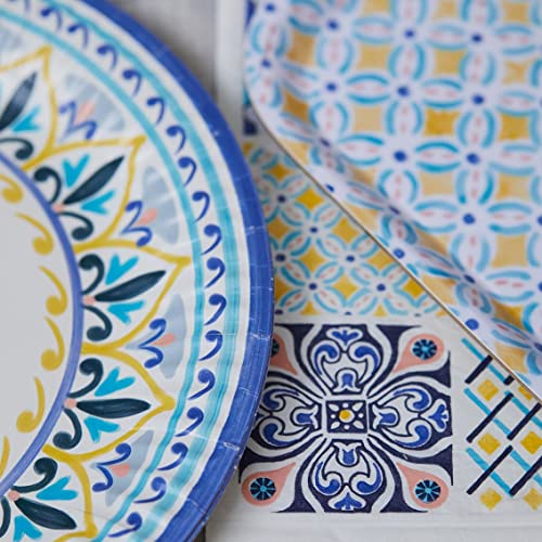 Talking Tables Moroccan Yellow & Blue Paper Party Plates - 12 Pack