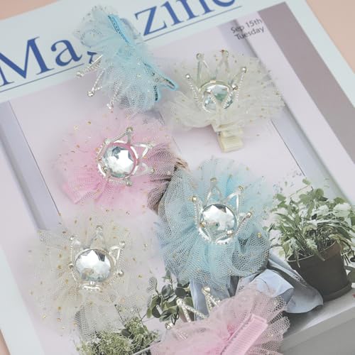 Blue Rhinestone Crown Hair Clips 2pcs Princess Tiara Hair Pins