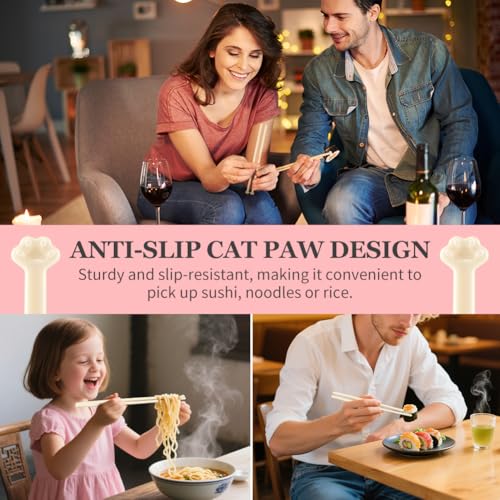 Cat Paw Chopsticks - Adorable Pink Non-Slip Grip for Easy Eating