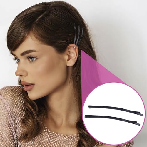 Incinkod 12 Pcs Curved Bobby Pins 3.35 Inch Large Non Slip Metal Hair Pins for Thick and Fine Hair, Black