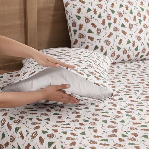 Gingerbread King Sheet Set - 4-Piece Microfiber Holiday Bedding with Deep Pockets