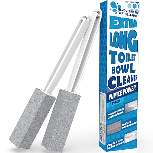 FAZMoss Extra Long Handle Pumice Stone for Toilet Cleaning - 2 Pack
