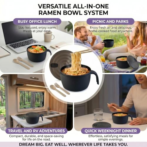 48oz Microwave Ramen Cooker - BPA-Free Ramen Bowl Set for Quick Meals