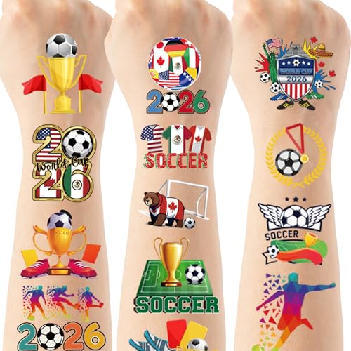 World Soccer Temporary Tattoos, North American Sports Party Favors (8 Sheets)
