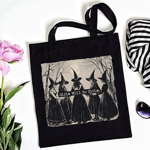 Witchy Canvas Tote Bag for Women - Reusable Beach & Grocery Bag